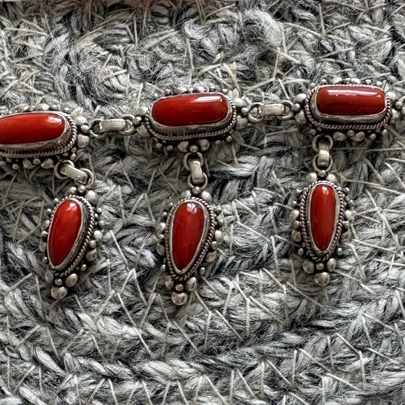 Coral Sterling Silver Necklace - Picture 5 of 5